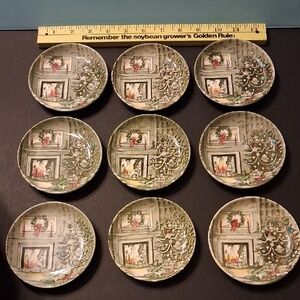 Set of 9 Johnson Bros. 4" Christmas Plates / Coasters
